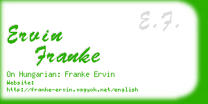 ervin franke business card